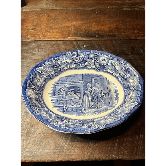 Liberty Blues Other - Liberty Blue Ironstone Oval Serving Bowl Historic Colonial Scene England